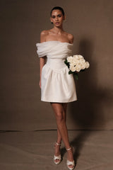 Farrah Structured Draped Mini Dress - White